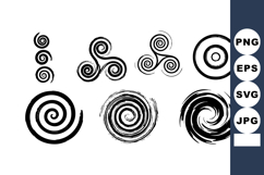 Black Spiral Vortex Swirl Icon Vector Set Product Image 1