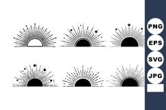 Sunburst Vector Icons Rays Stars Black White Product Image 1