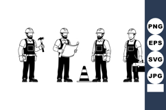 Construction Workers With Tools Helmet Blueprint Toolbox Product Image 1