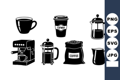 Coffee Cup Espresso Machine French Press Silhouette Product Image 1