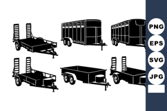Black Silhouette Trailer Vector Illustration Set Product Image 1