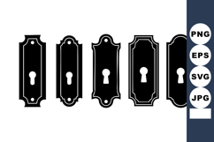Vintage Door Keyhole Plates Silhouette Vector Product Image 1