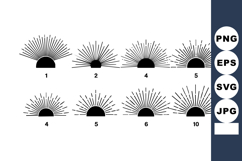 Black Sun Rays Vector Set Radial Lines Semicircles Product Image 1