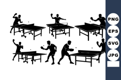 Table Tennis Players Silhouettes Vector Clipart Product Image 1