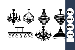 Black Chandelier Lamp Vector Icons Collection Product Image 1