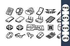 Outline Vector Tech Gadget Clipart Bundle Set Product Image 1