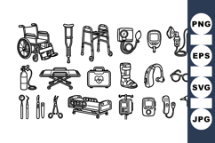 Medical Equipment Line Art Vector Bundle for Healthcare Use Product Image 1