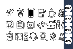 Hand Drawn Business Office Icons Vector Set Product Image 1