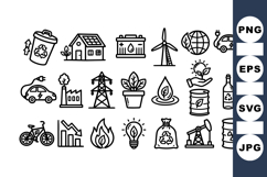 Sustainable Energy Line Icon Bundle For Eco Projects Product Image 1