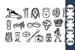 Outdoor Adventure and Fitness Gear Icon Bundle Product Image 1