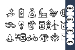Eco Friendly Line Icons Bundle For Sustainability Themes Product Image 1