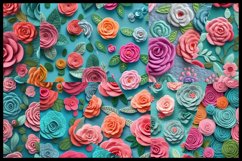 10 Roses Embroidery Seamless Digital Paper 12x12 in Product Image 2