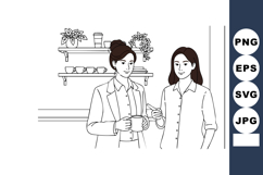 Two women having casual conversation in modern kitchen with Product Image 1