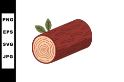 Tree log with green leaves natural wood section vector illus Product Image 1