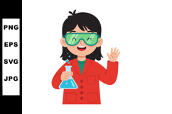 Young Female Scientist Wearing Red Lab Coat and Green Safety Product Image 1