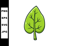 Green Leaf Vector Illustration with Simple Branch Pattern Na Product Image 1