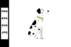 Dalmatian dog sitting with green collar and orange tag vecto Product Image 1