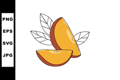 Mango fruit slices with leaves vector illustration in simple Product Image 1
