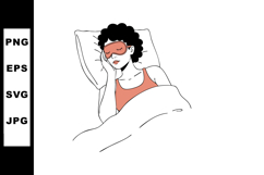 Woman Sleeping in Bed Wearing Red Sleep Mask and Tank Top Ve Product Image 1