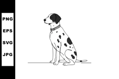Dalmatian dog sitting side view black and white spots vector Product Image 1
