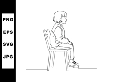 Child sitting on heart-shaped back chair side view simple li Product Image 1