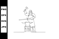 Blacksmith forging metal with hammer and anvil vector illust Product Image 1