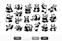 Hand Drawn Cute Panda Bear SVG Clipart Set for Crafts Product Image 1