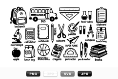 Hand Drawn School Supplies SVG Clipart Set For Crafts Product Image 1