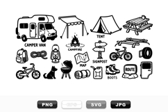 Hand Drawn Camping Gear SVG Clipart Bundle Product Image 1