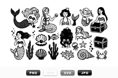 Hand Drawn Mermaid Vector Clipart Bundle for Crafts Product Image 1
