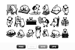 Hand Drawn Cute Bear Study Clipart Vector Bundle Product Image 1