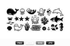 Cute Ocean Animals Svg Clipart Set For Crafts Product Image 1
