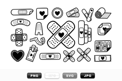 Hand Drawn Heart Bandage Clipart Bundle for Crafts Product Image 1