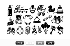 Cute Baby Essentials Clipart Bundle For Baby Shower Product Image 1