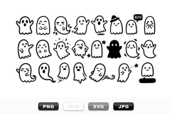 Cute Cartoon Ghost Clipart Set For Halloween Product Image 1