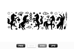 Chinese New Year Horse Vector Clipart Bundle Product Image 1