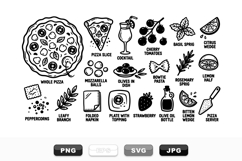 Black Line Art Italian Food Clipart Set Bundle Product Image 1