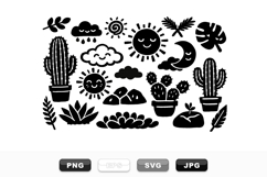 Cute Desert Plants and Sun Cloud SVG Bundle Product Image 1