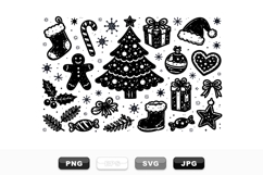 Hand Drawn Christmas Doodle Clipart Bundle Product Image 1