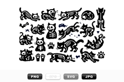 Spooky Skeleton Cat Vector Clipart Bundle for Halloween Product Image 1