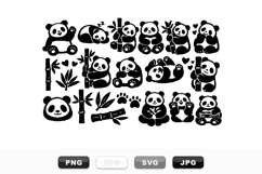 Cute Panda Bamboo Vector Clipart Bundle for Crafts Product Image 1