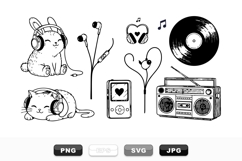 Adorable Bunny Cat Music Clipart Bundle Set Product Image 1