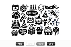 Birthday Party Hand Drawn Clipart Bundle Set Product Image 1
