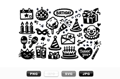 Hand Drawn Birthday Party Clipart Set for Invitations Product Image 1