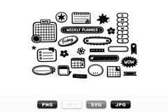 Hand Drawn Weekly Planner Icons Clipart Set Product Image 1