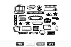 Hand Drawn Weekly Planner Elements Vector Set Product Image 1