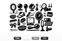 Vintage Makeup Mirror And Cosmetic Clipart Bundle Product Image 1