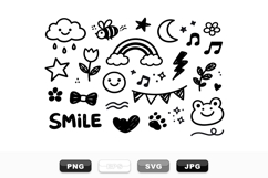Hand Drawn Cute Doodle SVG Clipart Bundle Product Image 1