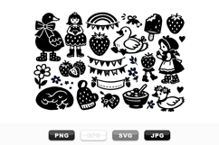 Vintage Farm Kids Clipart Bundle With Strawberries Product Image 1