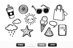 Hand Drawn Summer Doodle Svg Clipart Set Product Image 1